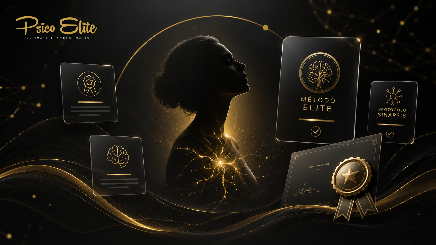 Imagen conceptual premium de transformación, metodología y certificación PsicoElite